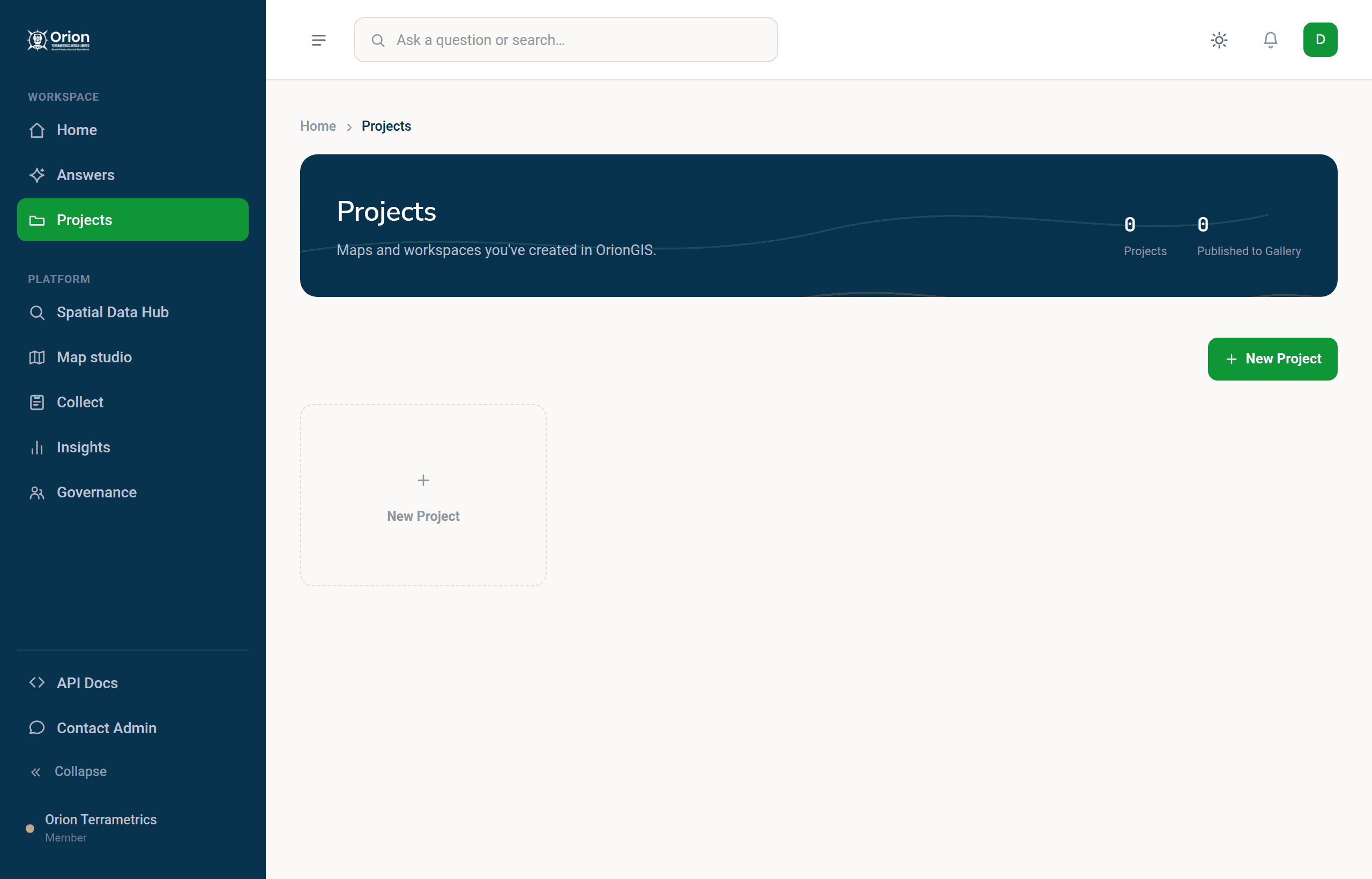 Maps and workspaces in OrionGIS