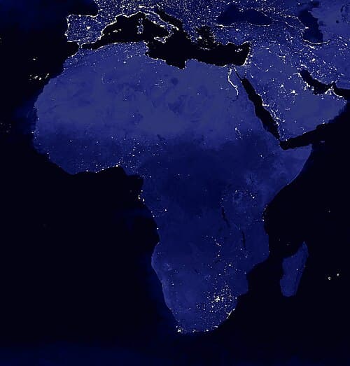 Population and settlement lights across Africa at night